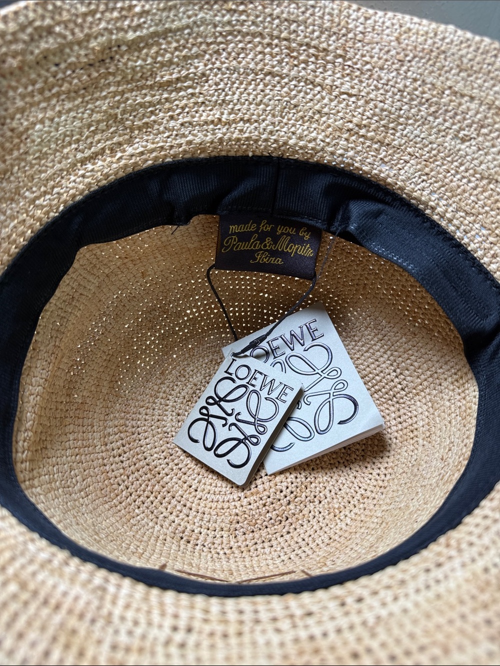 Woven Straw Sun Hat with Decorative Emblem - Tan - Picture 5 of 6